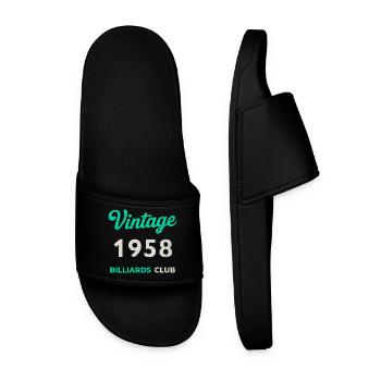 Vintage 1958 – Billiards Club Retro Geburtsjahr - Männer Badelatschen - Schwarz - Vorne