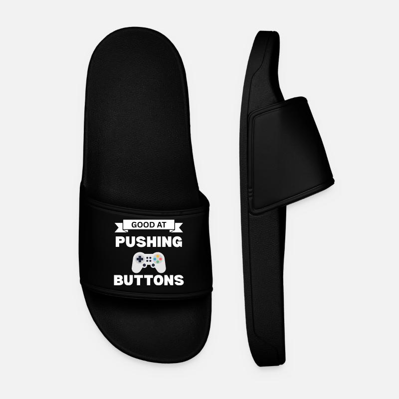 Good button press saying - Men’s Pool Sliders - black