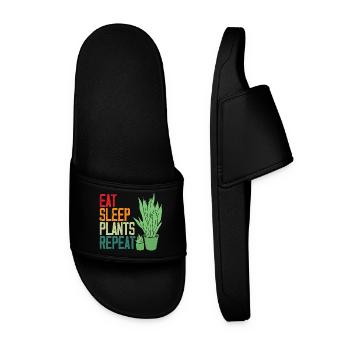Eat Sleep Plants Repeat Plant Lover - Männer Badelatschen - Schwarz - Vorne