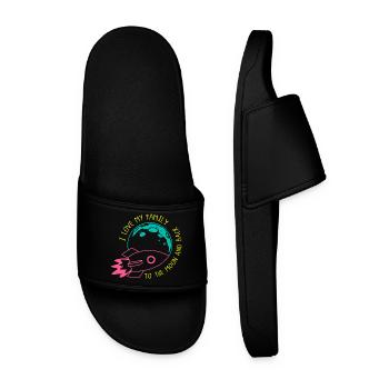 I Love My Family to the Moon Rocket Neon - Men’s Pool Sliders - black - Front