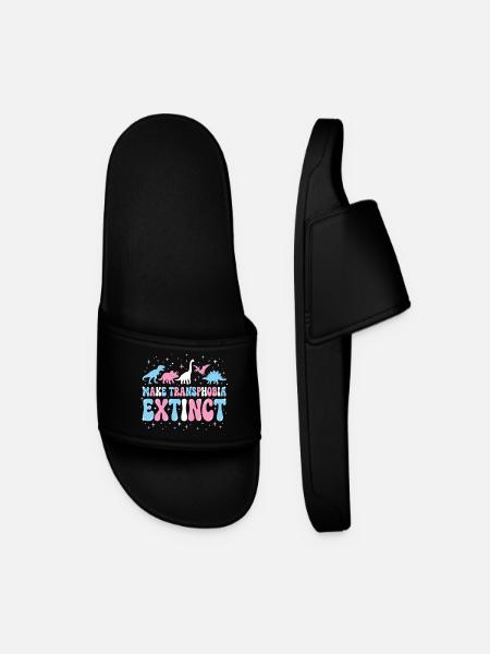 LGBTQ Pride Month - Make Transphobia Extinct - Men’s Pool Sliders - black
