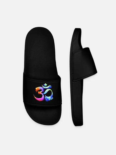 Om arcenciel watercolor - Men’s Pool Sliders - black