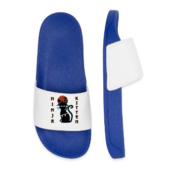 Ninja cat samurai kitten Assassin kitty Meow - Men’s Pool Sliders - royal blue - Front