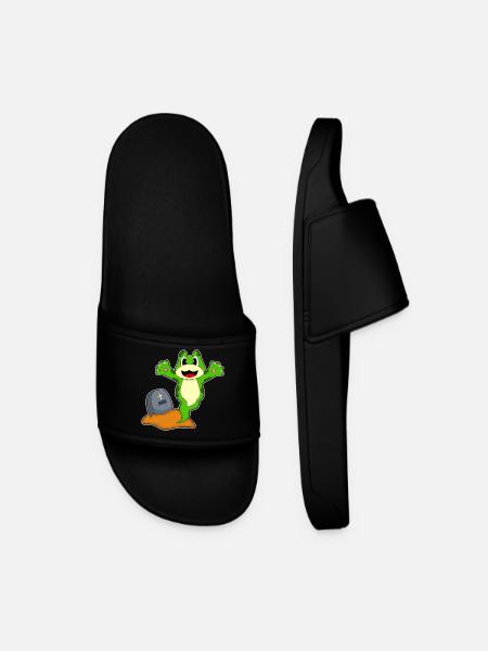 Frog Halloween Gravestone - Men’s Pool Sliders - black