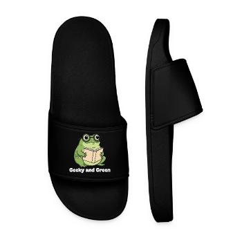 Lecture de grenouille verte geek - Claquettes Homme - noir - Devant