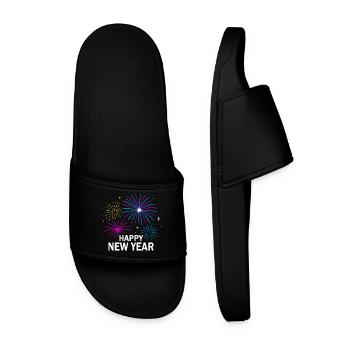 Fireworks New Year's Eve Design – Happy New Year - Men’s Pool Sliders - black - Front