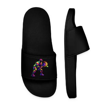 Padel Player Gift Kids Boy Passion - Men’s Pool Sliders - black - Front