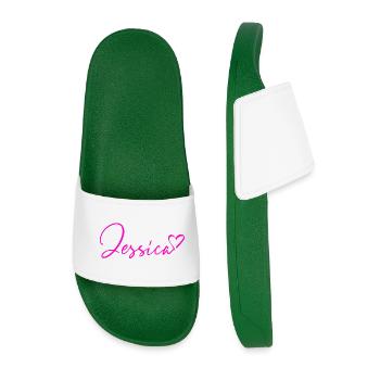 Jessica Signature Neon Pink - Men’s Pool Sliders - dark green - Front