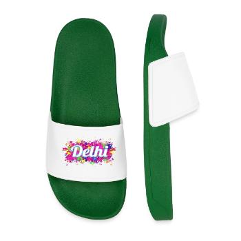 Delhi in India Colorful Colors Design Souvenir - Men’s Pool Sliders - dark green - Front