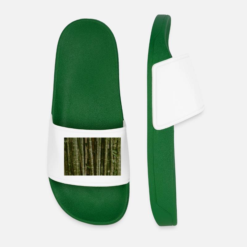 Forest Camouflage Grid Pattern - Men’s Pool Sliders - dark green