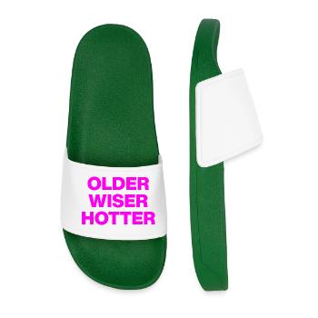 OLDER WISER HOTTER, BIRTHDAY GIFT - Men’s Pool Sliders - dark green - Front