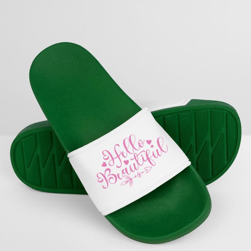 Hello Beautiful Script Hearts Men’s Pool Sliders