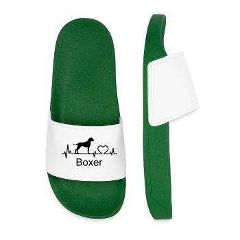 Boxer Dog Heartbeat Dog Propriétaire Idée cadeau - Claquettes Homme - vert foncé - Devant