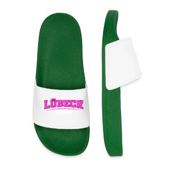 Logo rétro néon de Lübeck, Allemagne - Claquettes Homme - vert foncé - Devant