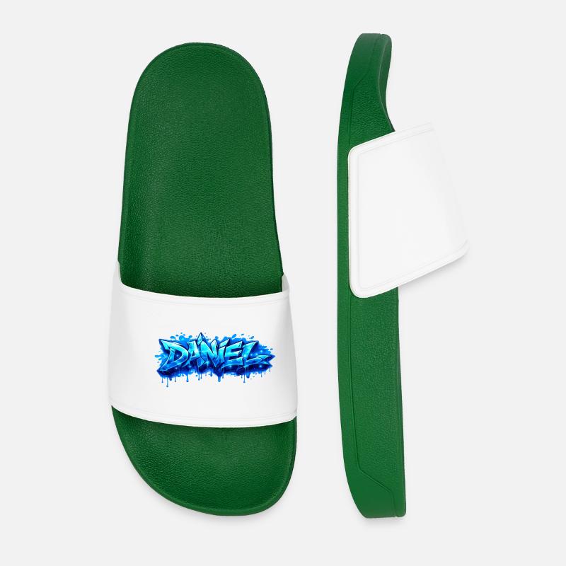 Graffiti DANIEL Name Gift Ideal Printable - Men’s Pool Sliders - dark green