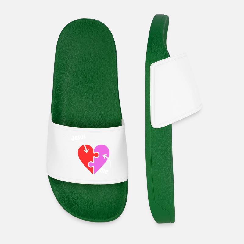 Jesus and me puzzle Heart - christlich - Männer Badelatschen - Dunkelgrün