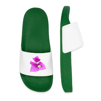 Vibrant_Magenta_Bougainvillea_Flower - Men’s Pool Sliders - dark green - Front