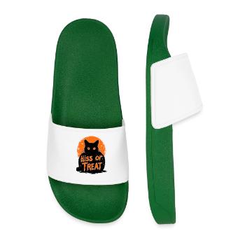 Sifflement ou friandise - Motif amusant de chat d’Halloween - Claquettes Homme - vert foncé - Devant