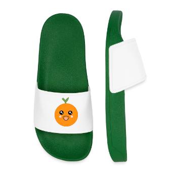 Fasching, Karneval, Kostüm, Orangen - Männer Badelatschen - Dunkelgrün - Vorne