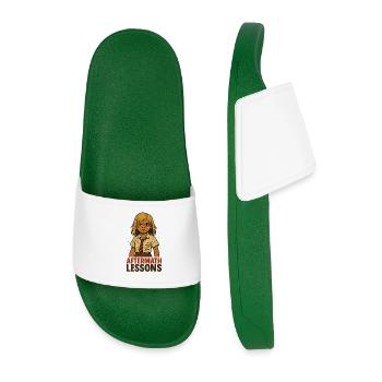 Strong School Girl Detention Comic - Men’s Pool Sliders - dark green - Front