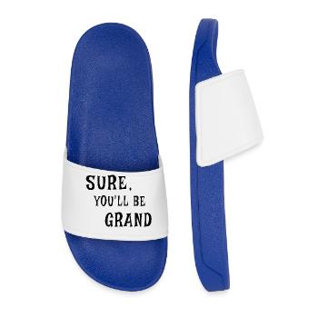 Sure, You'll Be Grand – Irish Saying - Men’s Pool Sliders - royal blue - Front