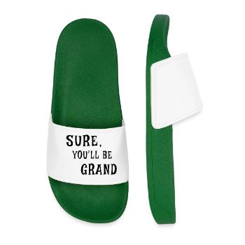 Sure, You'll Be Grand – Irish Saying - Men’s Pool Sliders - dark green - Front