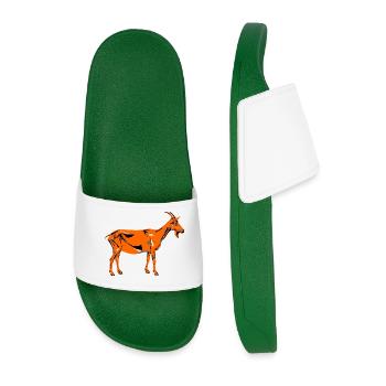Saint Patrick's Day Goat - Men’s Pool Sliders - dark green - Front