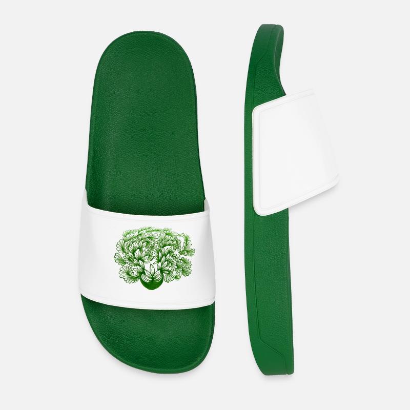Delicately drawn, freely thought. - Men’s Pool Sliders - dark green