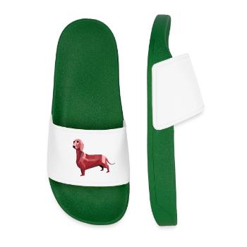 Dachshund low poly red - Men’s Pool Sliders - dark green - Front