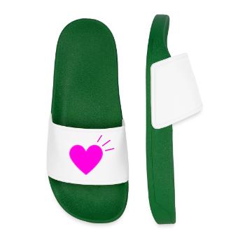 Bright Pink Heart | Modern Love Graphic - Männer Badelatschen - Dunkelgrün - Vorne