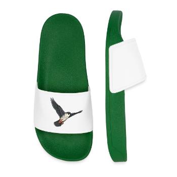 Tree Falcon Bird of Prey - Men’s Pool Sliders - dark green - Front