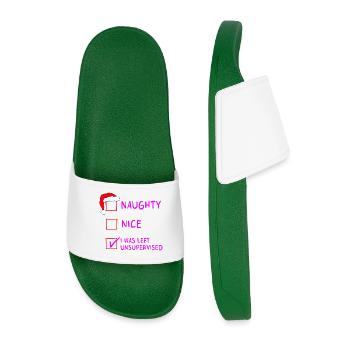 Naughty Nice – I Was Left Unsupervised Christmas - Men’s Pool Sliders - dark green - Front