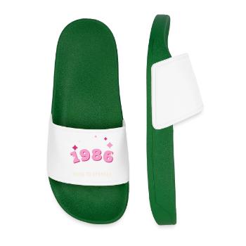 1986 Born to Sparkle Jahrgang 40. Geburtstag - Männer Badelatschen - Dunkelgrün - Vorne