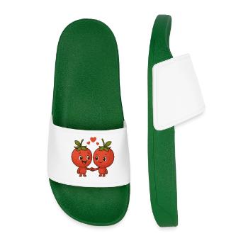 Erdbeeren mit Herzen - Männer Badelatschen - Dunkelgrün - Vorne