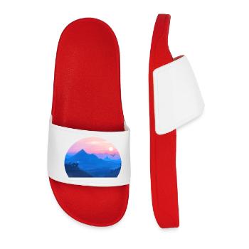 A Stellar Wolf Dream: The Colors of Dawn - Men’s Pool Sliders - red - Front