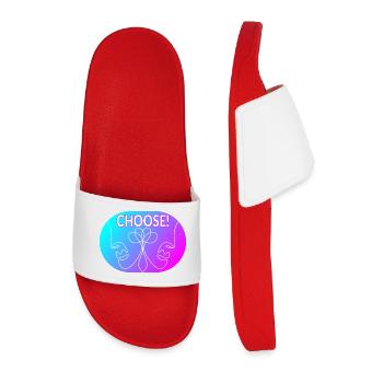 Line Art Drawing - Choose - Men’s Pool Sliders - red - Front