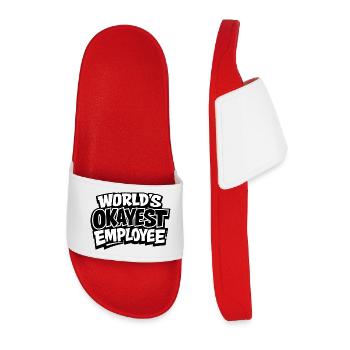 World's okayest employee funny saying - Men’s Pool Sliders - red - Front