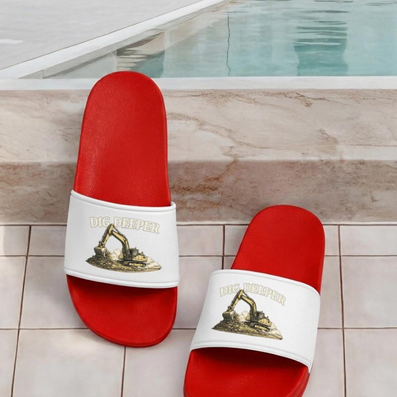 Dig Deeper Excavator Construction Site Construction Machine Men’s Pool Sliders
