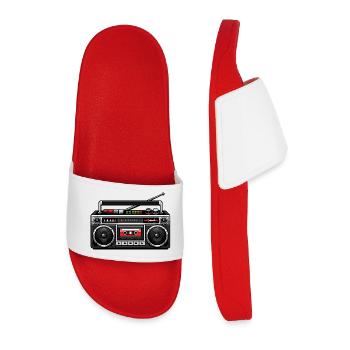 Retro Boombox Grafik - Männer Badelatschen - Rot - Vorne