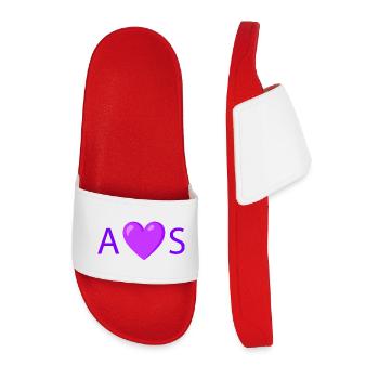 Minimalist Heart Love Typography Design - Men’s Pool Sliders - red - Front