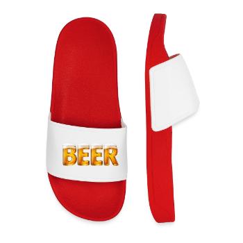 Beer Shirt | Funny Beer Lover Graphic Tee - Men’s Pool Sliders - red - Front