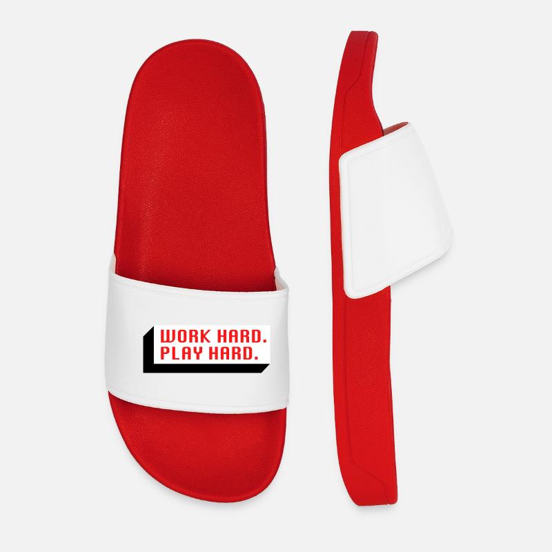 Work Hard. Play Hard. (Red) - Men’s Pool Sliders - red