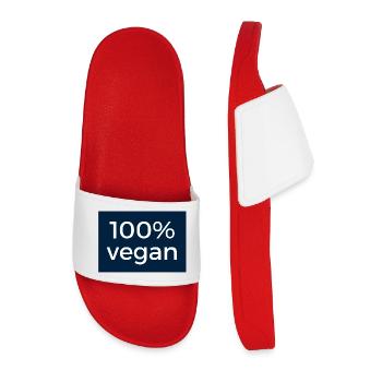 100% vegan - design in blue and white - Men’s Pool Sliders - red - Front