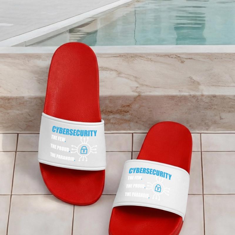 Funny Cybersecurity IT Support IT Security Network Men’s Pool Sliders