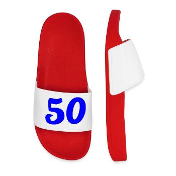 50. 50 YEARS. 50th ANNIVERSARY. 50 YEARS ANNIVERSARY. - Men’s Pool Sliders - red - Front