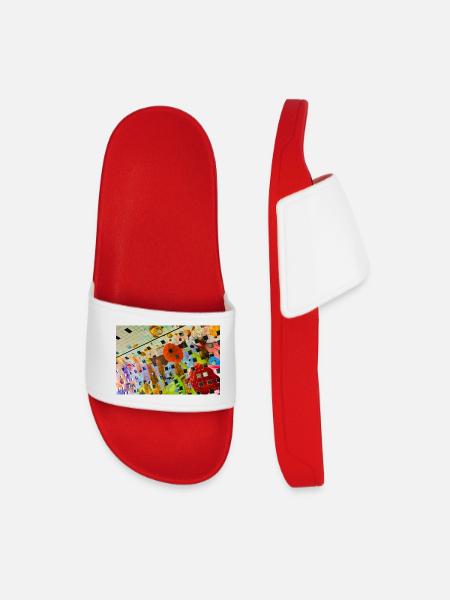 Fröhliches farbiges Blumendekor-Design - Männer Badelatschen - Rot