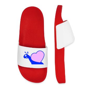Snail Heart Snail Shell Cute Love Romantic - Men’s Pool Sliders - red - Front