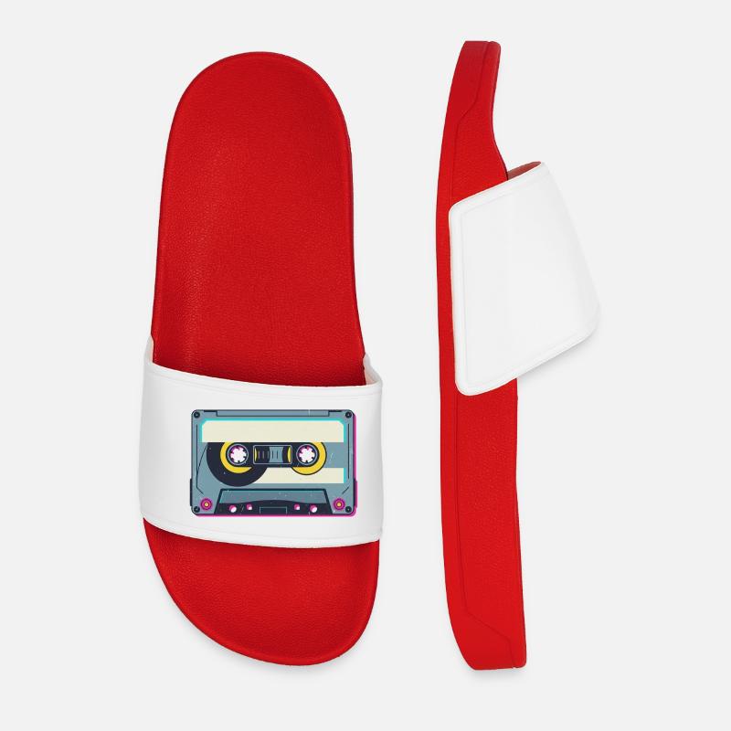 Retro Kassette - Männer Badelatschen - Rot