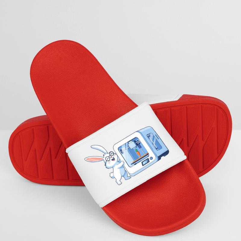 Funny Rabbit Nerd Programmer 3D Printer Men’s Pool Sliders
