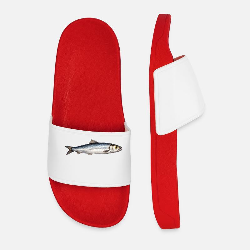 Silberner Flussfisch Illustration - Männer Badelatschen - Rot